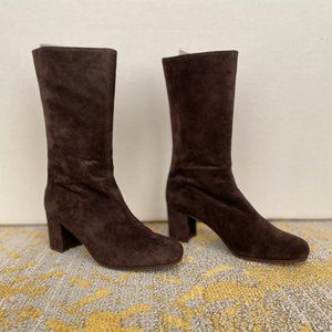Vintage J. Crew Brown Suede Midi Boots - 7.5